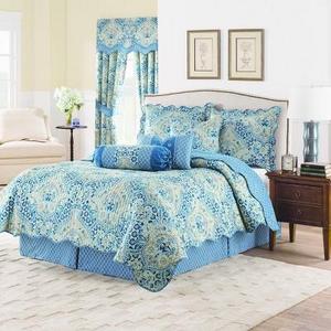 Blue Damask Reversible Moonlit Shadows Quilt Set - Waverly®