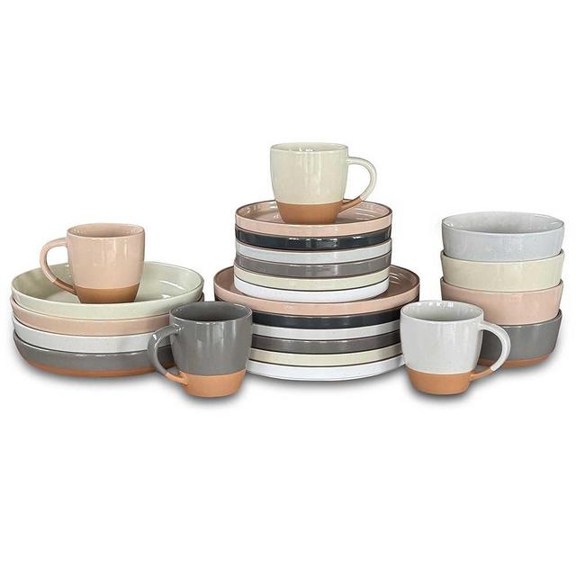 Mora Ceramics Modern Bundle | Dinner Plates, Salad Plates, Cereal Bowls, Pasta Bowls, Latte Mugs | Assorted Neutrals | Microwave, Oven and Dishwasher Safe, Scratch Resistant