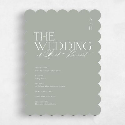 Green Scalloped Wedding Program - Grayson