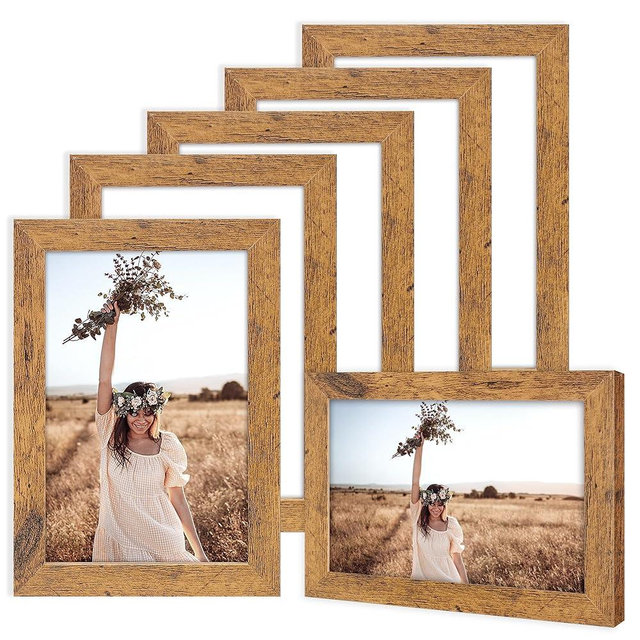 TWING 4 x 6 Picture Frames Set of 6, Rustic Photo Frames Collage for Wall Decor Mounting or Table Display,Home Decorative Collage Picture Photo Frame Wood Brown,Walnut