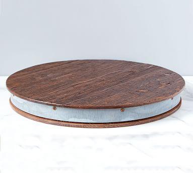 Reclaimed Wood Galvanized Metal Lazy Susan
