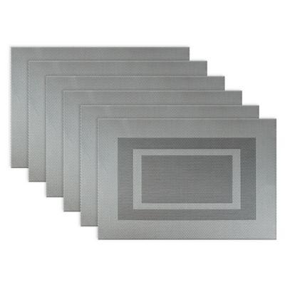 Design Imports Double Bordered Square Placemats in Grey (Set of 6)