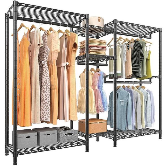 VIPEK V6 Wire Garment Rack Heavy Duty Clothes Rack for Hanging Clothes, Metal Freestanding Closet Wardrobe Rack, 71.2" L x 14.6" W x 76.8" H, Max Load 660lbs, Medium Size (Black)