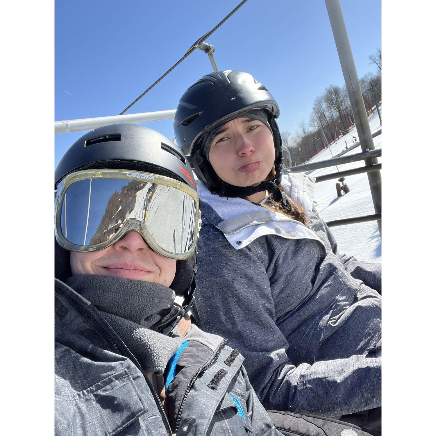 Matt teaching Lauren to ski