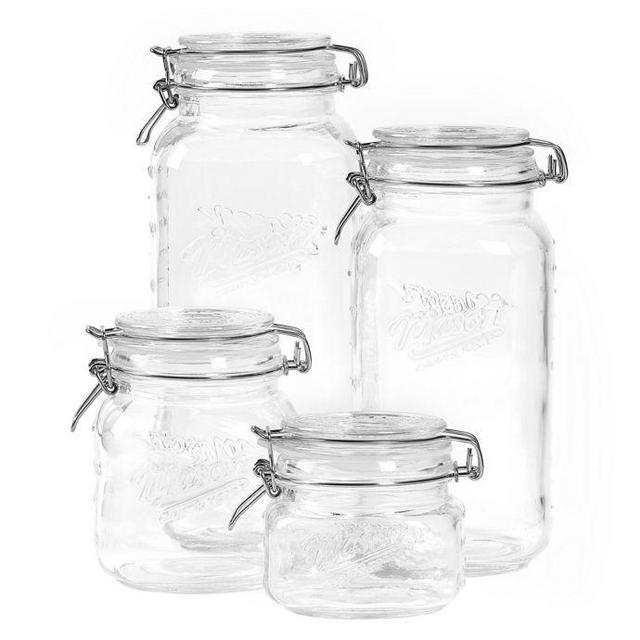 4-Piece Clear Mason Jar Set with Clamp-On Lids