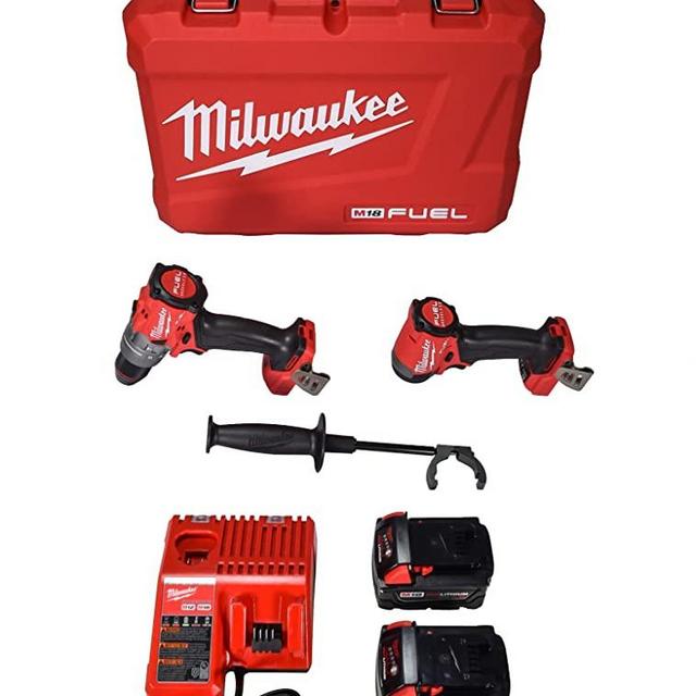 Milwaukee 3697-22 18V Lithium-Ion Brushless Cordless Hammer Drill and Impact Driver Combo Kit (2-Tool) with (2) 5.0Ah Batteries, Charger & Tool Case