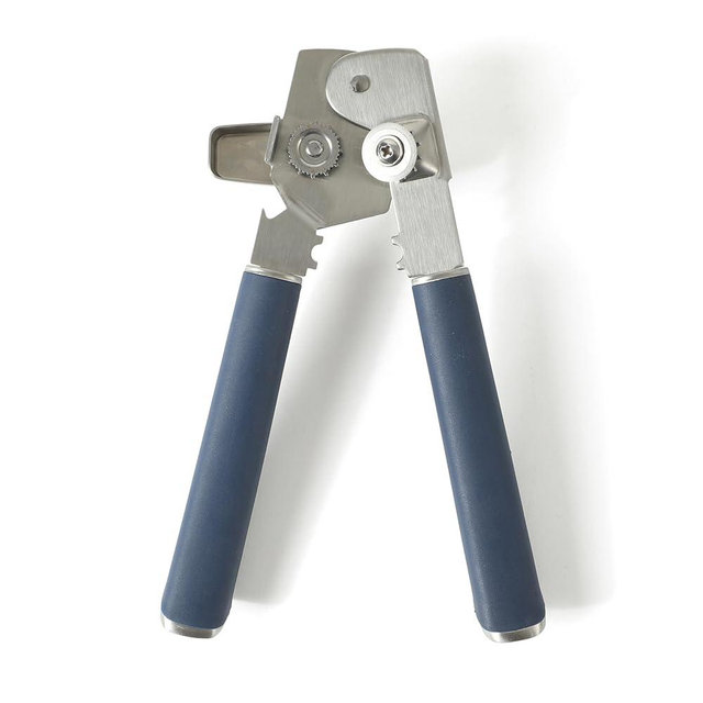 Calphalon Edge Stainless Steel Multifunction Heavy Duty Can Opener and Bottle Opener w/Thermoplastic Rubber Handle - Navy Blue