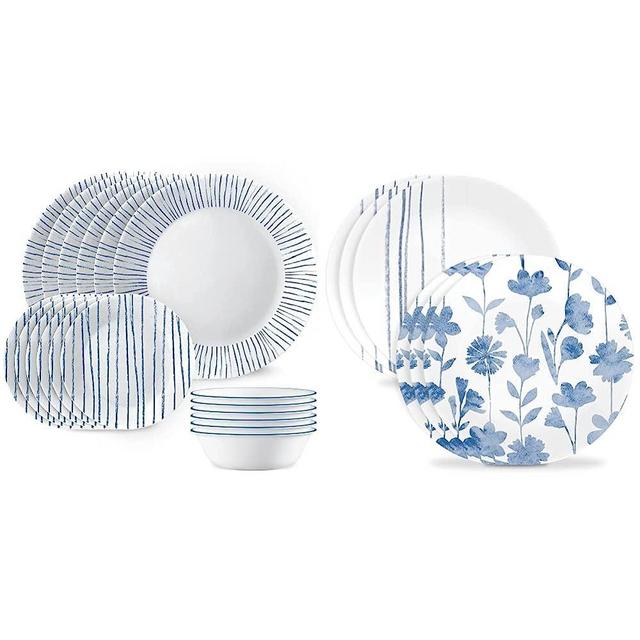 Corelle 18-Piece Dinnerware Set & 6-Piece 8.5" Lunch Round Plates, Vitrelle Triple Layer Glass, Lightweight Round Plate