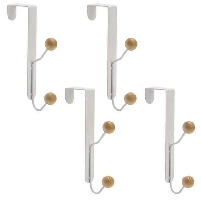 UFURMATE Over The Door Hooks, 4Pcs Metal Double Over Door Hooks Decorative Over Door Hangers Twin Hooks Organizer for Hanging Towels, Clothes, Bags, Hats (Up & Down Hook)