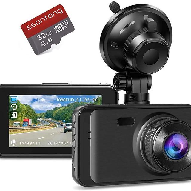 Dash Camera with SD Card Included, Dashcams for Cars Front Full HD 1080P Dash Cams 170°Wide Angle Dashboard Cameras for Trucks with Night Vision 3”IPS Screen Loop Recording G-Sensor Parking Monitor