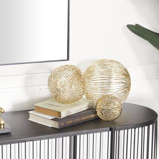 3-Piece Wire Orb Contemporary Sculpture Set