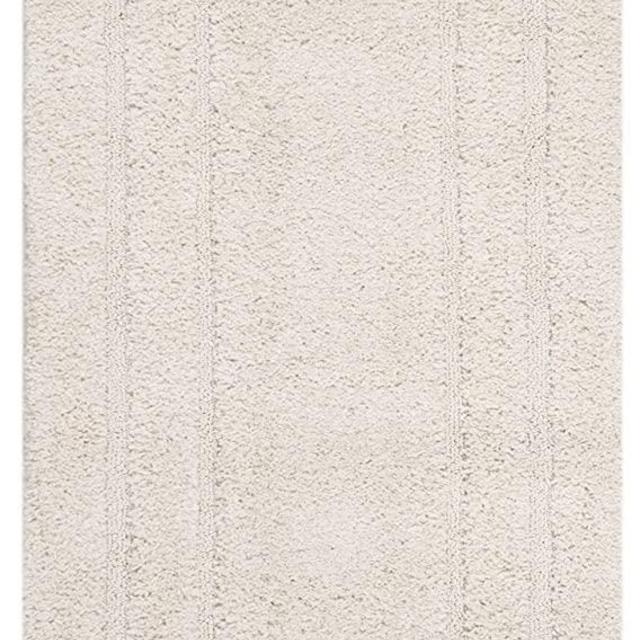 SAFAVIEH Florida Shag Collection SG454 Border Non-Shedding Living Room Bedroom Dining Room Entryway Plush 1.2-inch Thick Accent Rug, 2'3" x 4', Cream / Cream