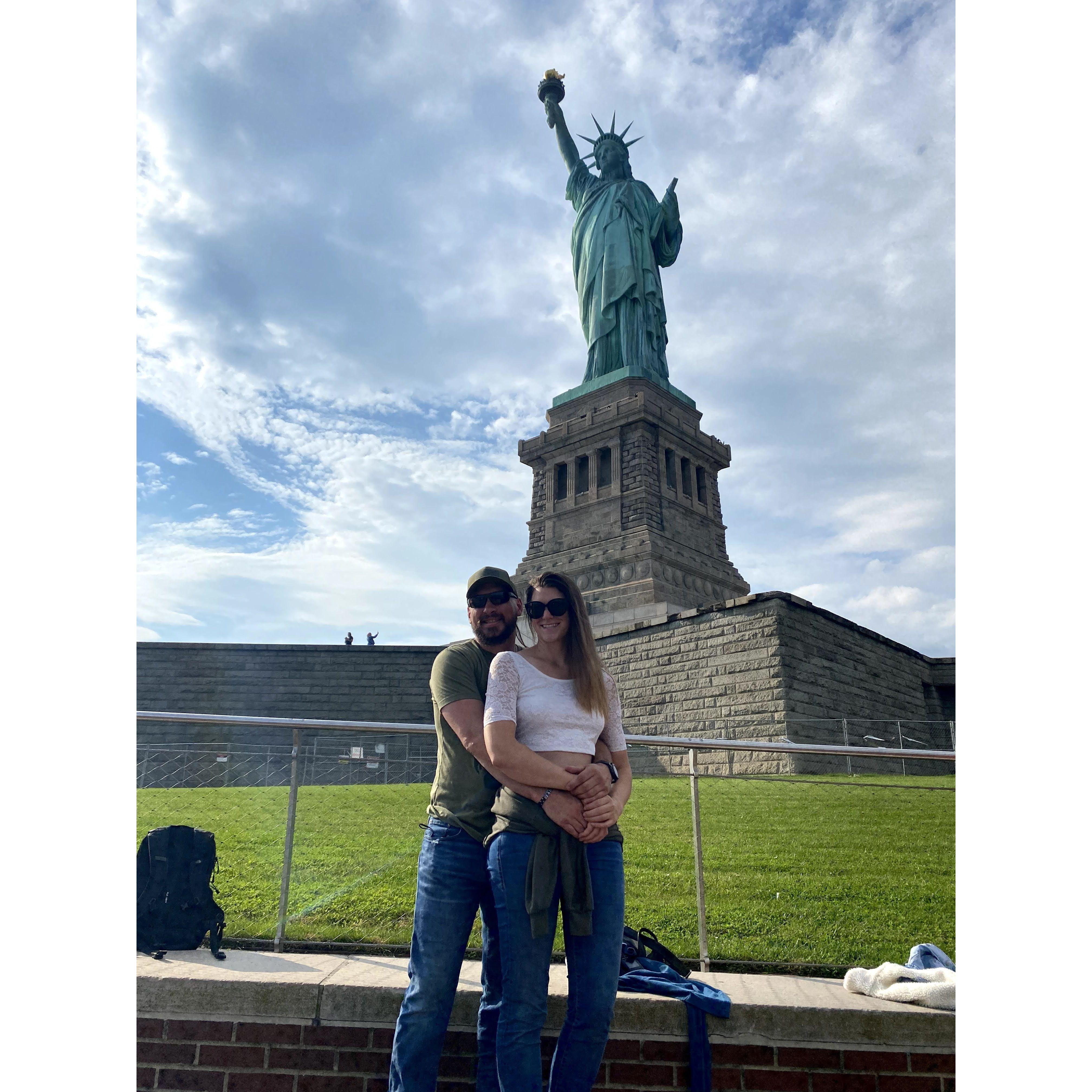 Our first vacation together was to NYC. Two of our favorite activities were visiting Lady Liberty and taking Greg to see his first show on Broadway!