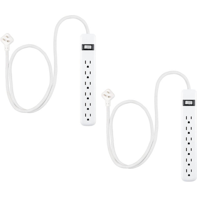 General Electric 2pc Multipack 2' 6 Outlet Surge Protector 245J White