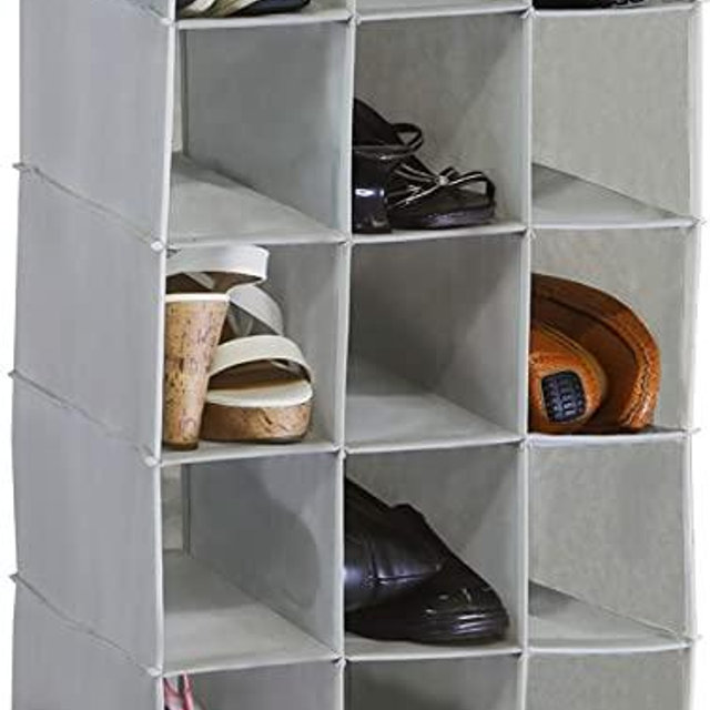 SimpleHouseware 24 Section Hanging Shoe Shelves Closet Organizer, Gray