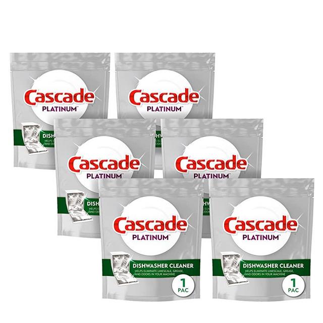 Cascade Platinum Dishwasher Cleaner and Deodorizer, Odor Eliminator, 6 Tablets