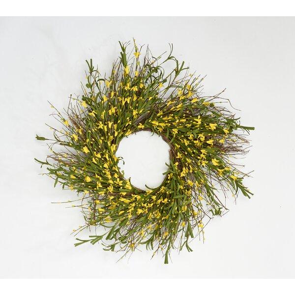Forsythia and Pip Wreath on Twig Base 24'' Silk Wreath