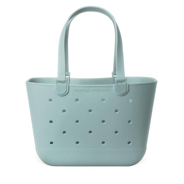 Simple Modern Large Beach Bag | Waterproof Getaway Rubber Tote with Zipper Pocket for Travel, Pool, Boat, Groceries, Sports | Sea Glass Sage