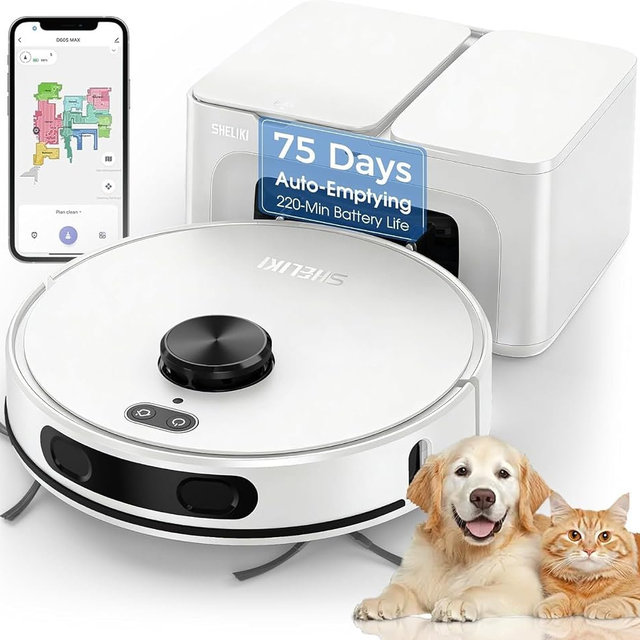 Robot Vacuum and Mop Combo, Mapping Robotic Vacuums Cleaner with 75 Days Self-Emptying, LiDAR Navigation Smart & Strong Suction, WiFi/App/Alexa/Voice Control, Quiet for Home Pet Hair Hard Floor Carpet
