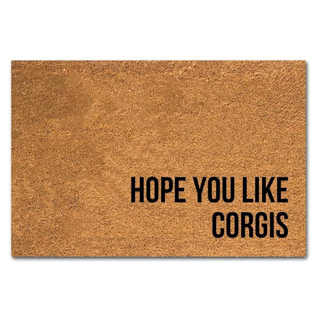 Funny Coir Doormat Hope You Like Corgis Front Door Deocr Mat for Entryway Outdoor Mat with Heavy Duty Front Porch Welcome Mats Entry Natural Coir Brown Mat House Warming Gift Mat 23.7 x 15.7 inch