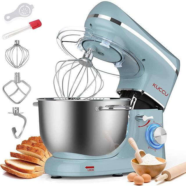 Kuccu Stand Mixer, 6 Qt 660W, 6-Speed Tilt-Head Food Dough Mixer, Kitchen Electric Mixer with Stainless Steel Bowl,Dough Hook,Whisk, Beater, Egg white separator (6-QT, Blue)