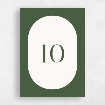 Dark Olive, Green Wedding Table Number - Majestic