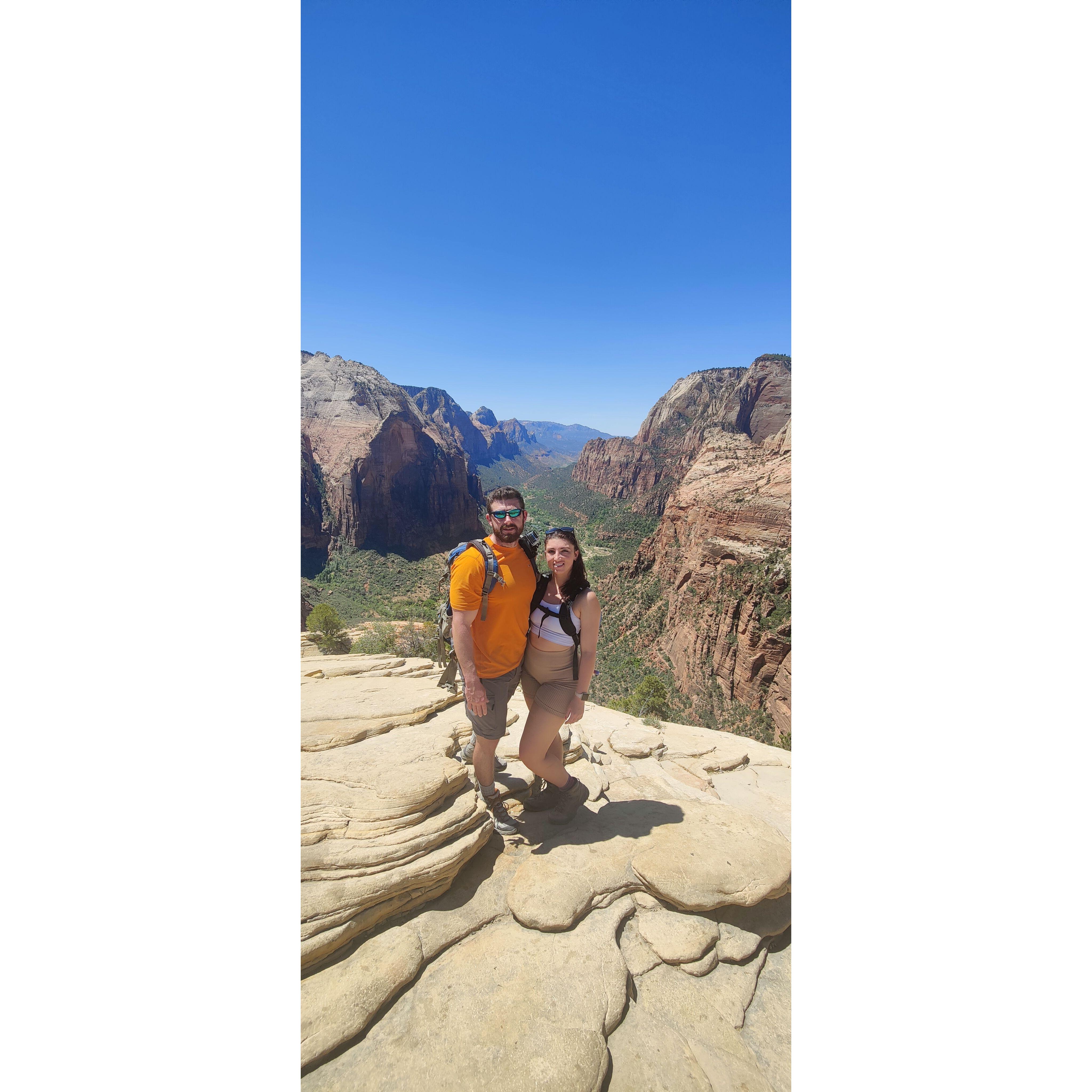 At the top of Angel's Landing in Zion National Park