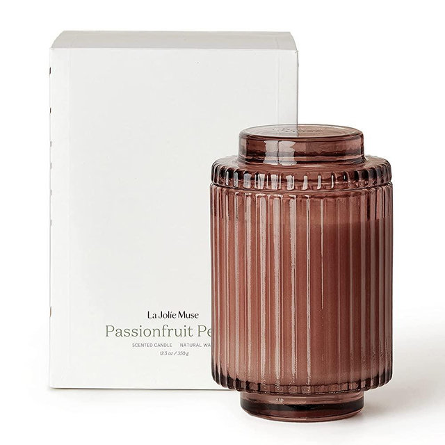 LA JOLIE MUSE Passionfruit Peony Scented Candle, Candles for Home Scented, Natural Wax, 80 Hours Long Burning