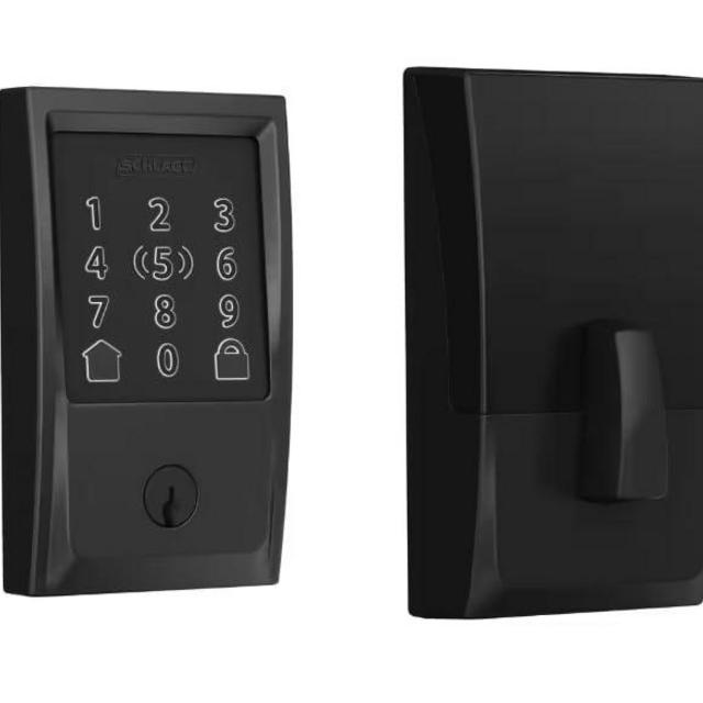 Schlage BE499WB CEN 622 Encode Plus WiFi Deadbolt Smart Lock with Apple Home Key, Keyless Entry Door Lock with Century Trim, Matte Black