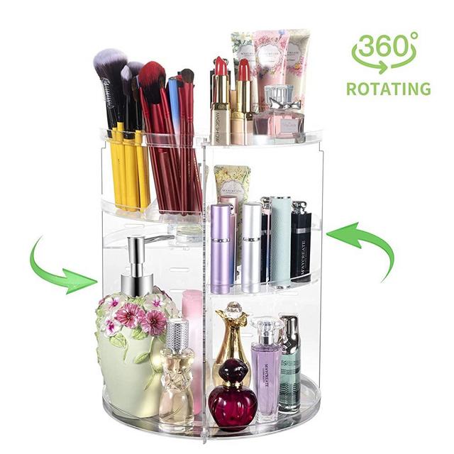 360° Rotating Makeup Organizer, Spinning Bathroom Organizer Countertop, Carousel Vanity Organizer, Cosmetic Organizer Makeup Holder Shelf, Make Up Organizers and Storage for Bedroom, Transparent
