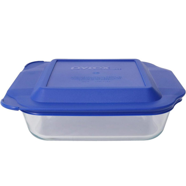 Pyrex 8" Square Baking Dish with Blue Plastic Lid