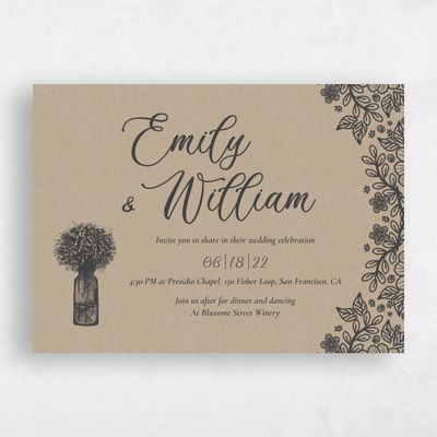 Natural, Brown Wedding Invitation - Kenton Border
