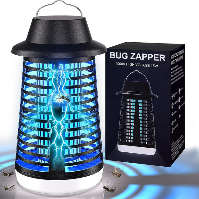 VECELO Bug Zapper Outdoor with LED Light, Plug in Mosquito Killer Lamp, Electric Mosquito Zapper, Insect Fly Zapper, Fly Traps for Outside Indoor Patio Backyard Garden, ABS Outer