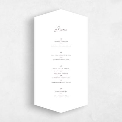 White Diamond Wedding Menu - Ivor