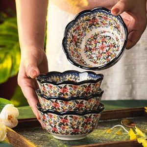 Porcelain 5" Cereal Bowl Set - Vintage Blue, Exotic Daisy