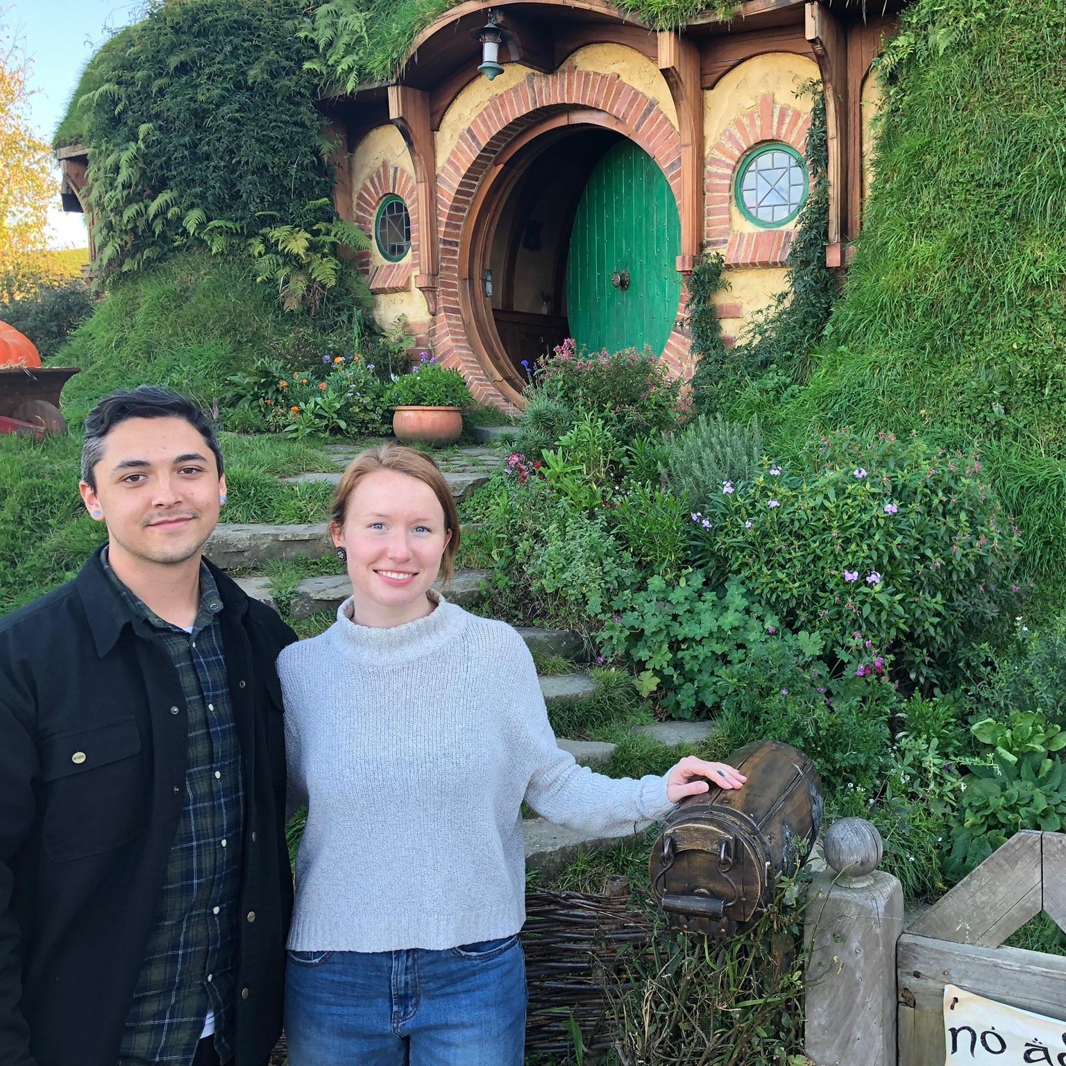 Visiting Bilbo's house in The Shire with our favourite LOTR fans, Daniel and Coll!
