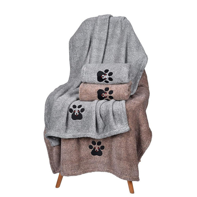 Dogvingpk Dog Towels for Drying Dogs - Pack of 4 - Super Absorbent Soft Microfiber Pet Bath Grooming Towel for Dogs Cats and Other Pets (M-36" * 28", 2Grey and 2Brown)