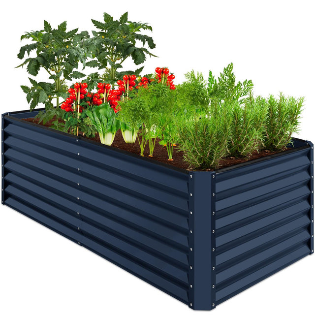 Best Choice Products 6x3x2ft Outdoor Metal Raised Garden Bed, Planter Box for Vegetables, Flowers, Herbs - Navy