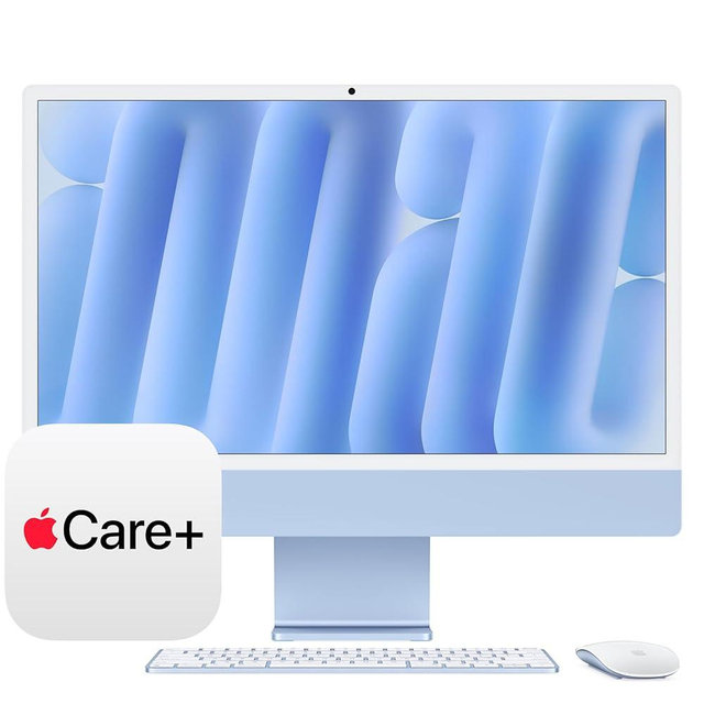 Apple 2024 iMac All-in-One Desktop Computer with M4 chip with 10-core CPU, 10-core GPU: Built for Apple Intelligence, 16GB Unified Memory, 512GB SSD Storage; Blue with AppleCare+ (3 Years)