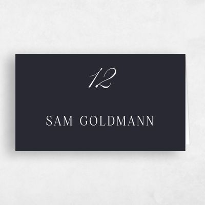 Ebony, Black Wedding Place Card - Kennedy