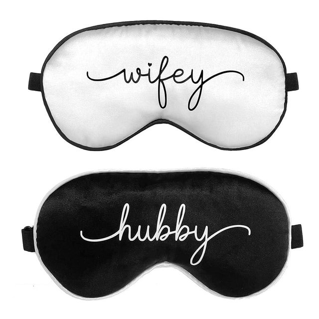 Pink Palm Co. Honeymoon Sleep Masks Set | Wedding Gift for Bride and Groom | Satin Blindfolds (Hubby & Wifey)