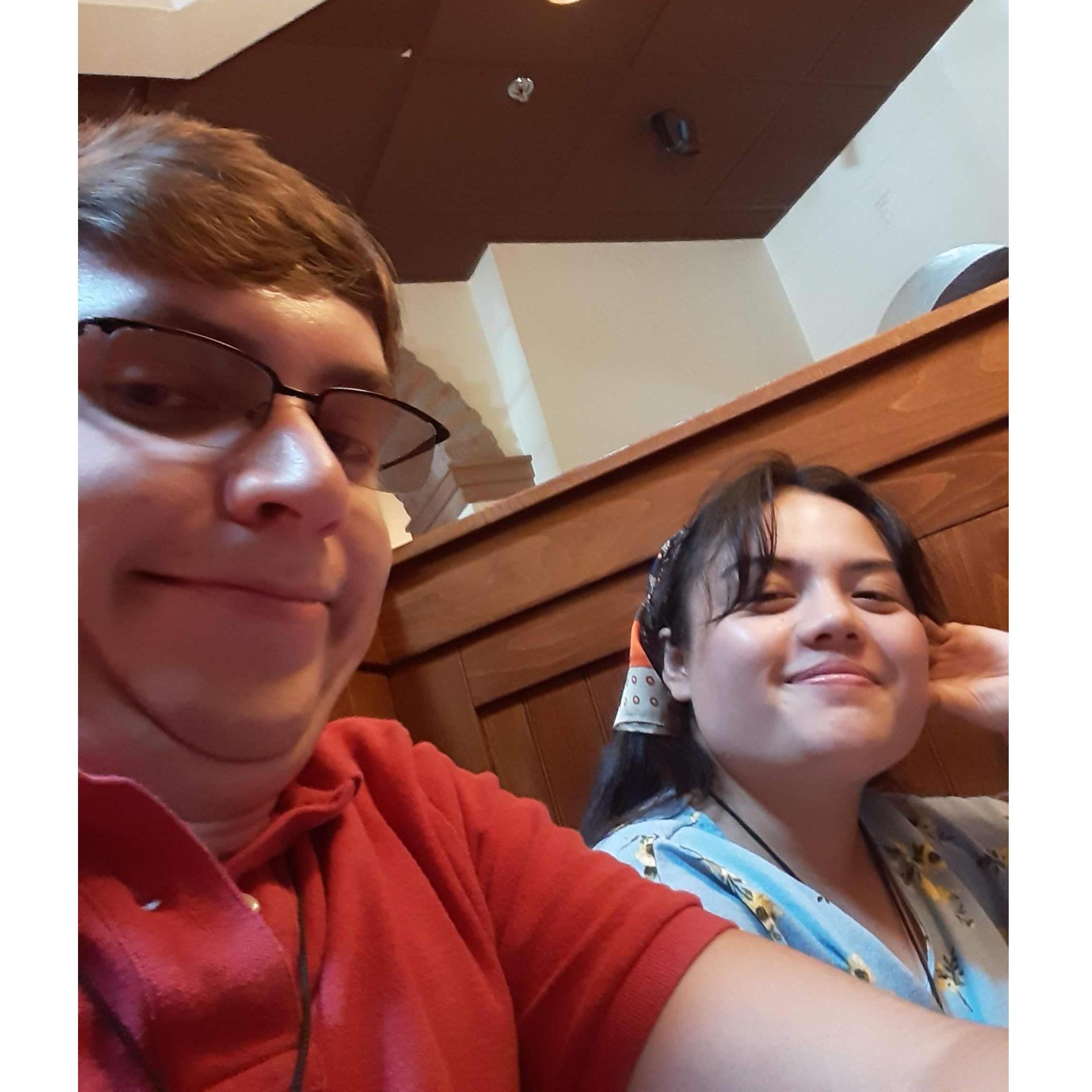 This was at Olive Garden. Dominique proceeded to say "thank you" 5000 times after this. The food was meh.