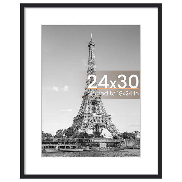 upsimples 24x30 Puzzle Frame, Display Pictures 18x24 with Mat or 24 x 30 Without, Wall Hanging Poster Frames, Black, 1 Pack