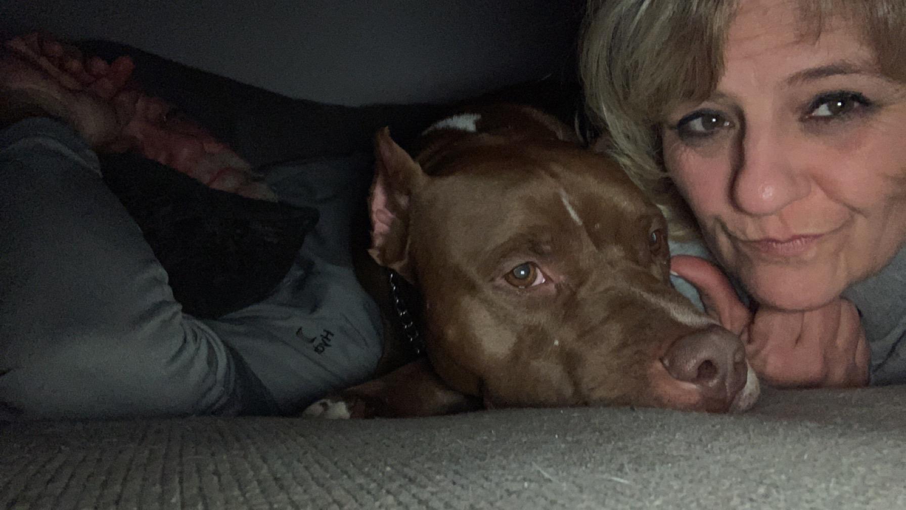 Geno making his way between dad & me