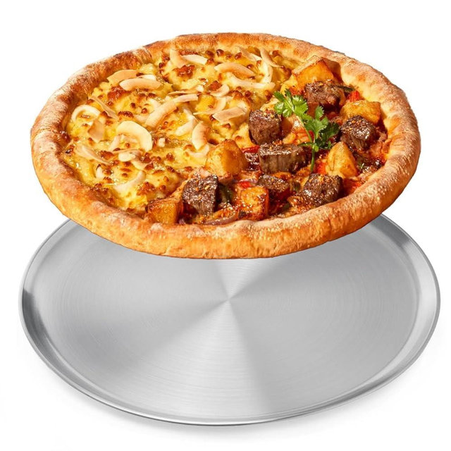 NRAMOOS 17.75 inch Stainless Steel Pizza Pan, Large Round Pizza Pan Tray Easy Clean Tray for Oven