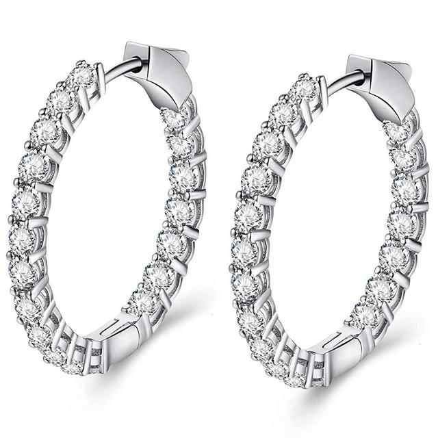 ECOLVANT Hoop Earrings for Women Sterling Silver Earrings Swarovski Crystal Cubic Zirconia Huggie Hoop Earrings for Women Girls Birthday Party Hypoallergenic Women Fashion Earrings