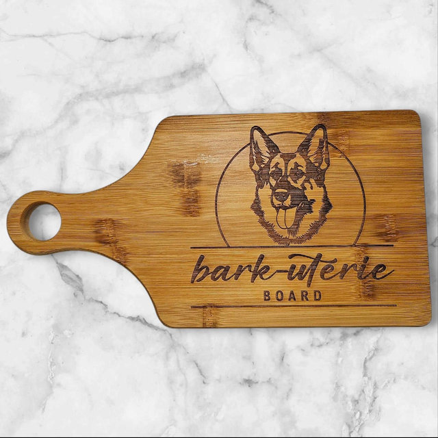 German Shepherd Bark-uterie Board - Choose your Breed - Handled Bamboo Serving Board - Dog Lover Charcuterie Board - Dog Mom Gift