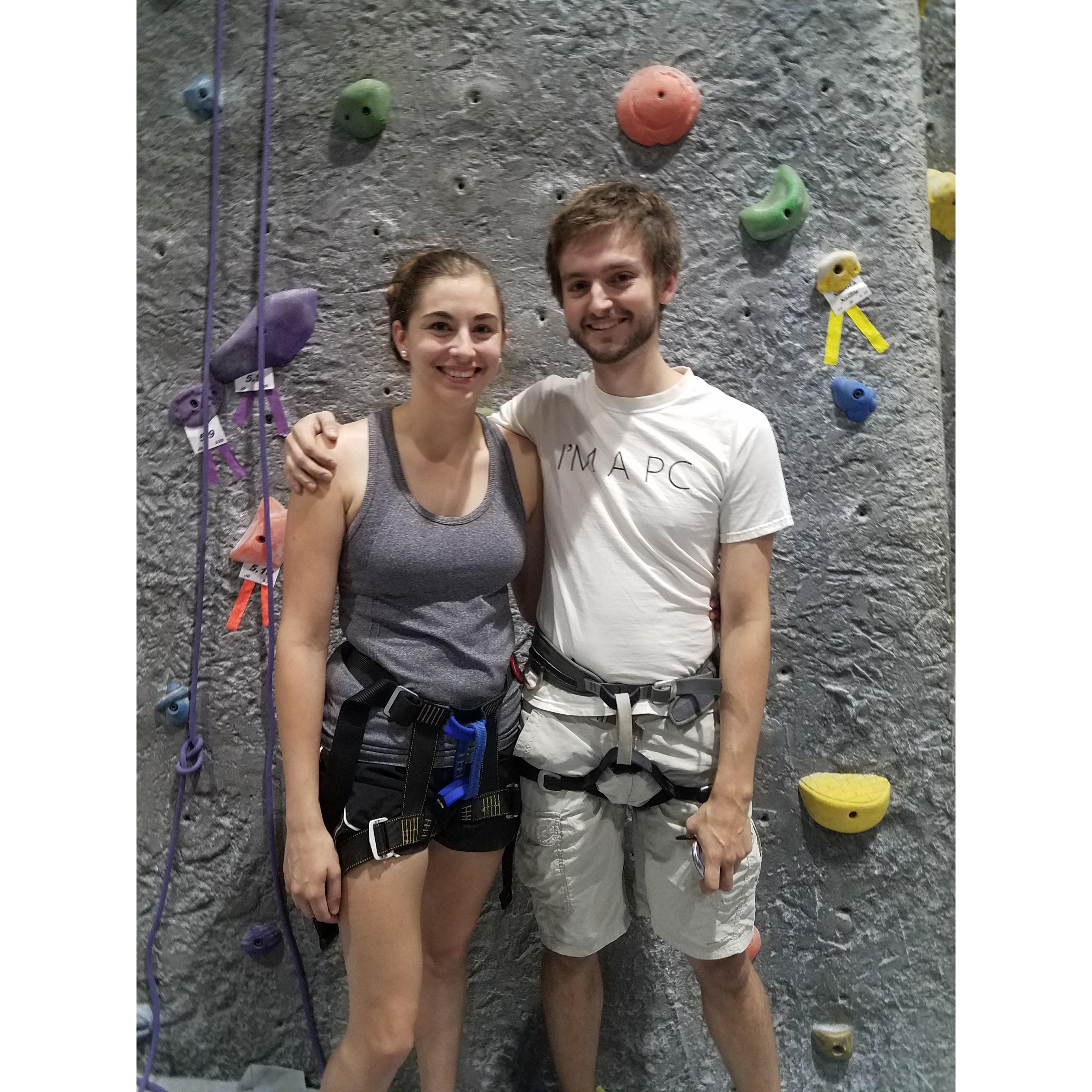 Hitting up the rock climbing gym together. Climb on!