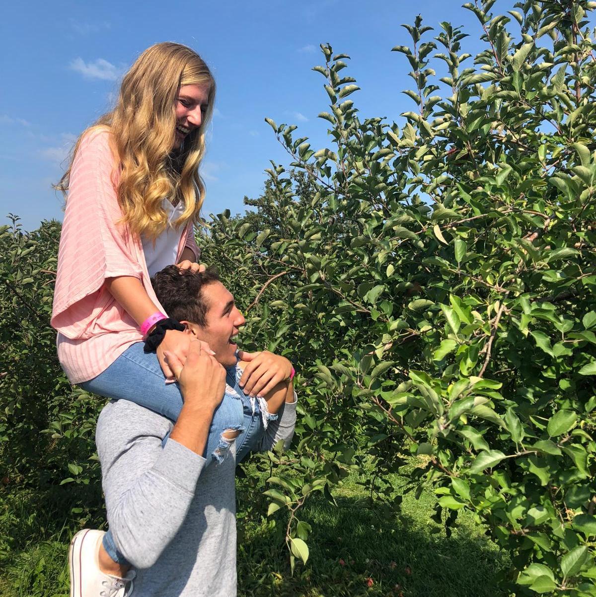 One of our first dates at the apple orchard!