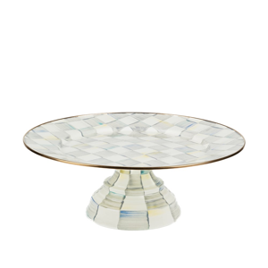 MaKenzie-Childs | Sterling Check Large Pedestal Platter